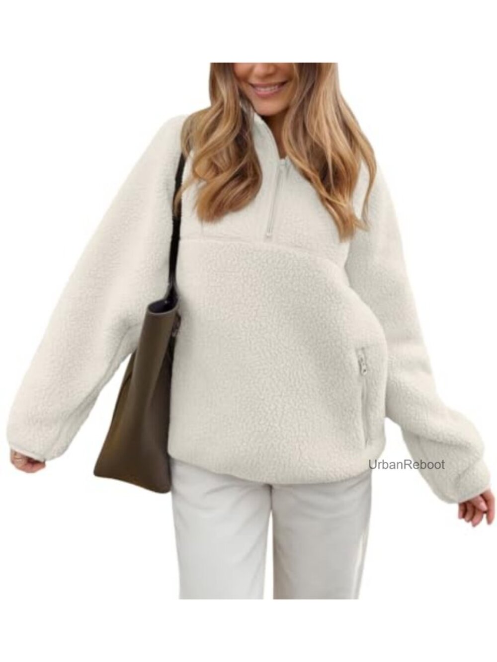 Women's Half Zip Sherpa Fleece Pullover Jacket Thermal Winter